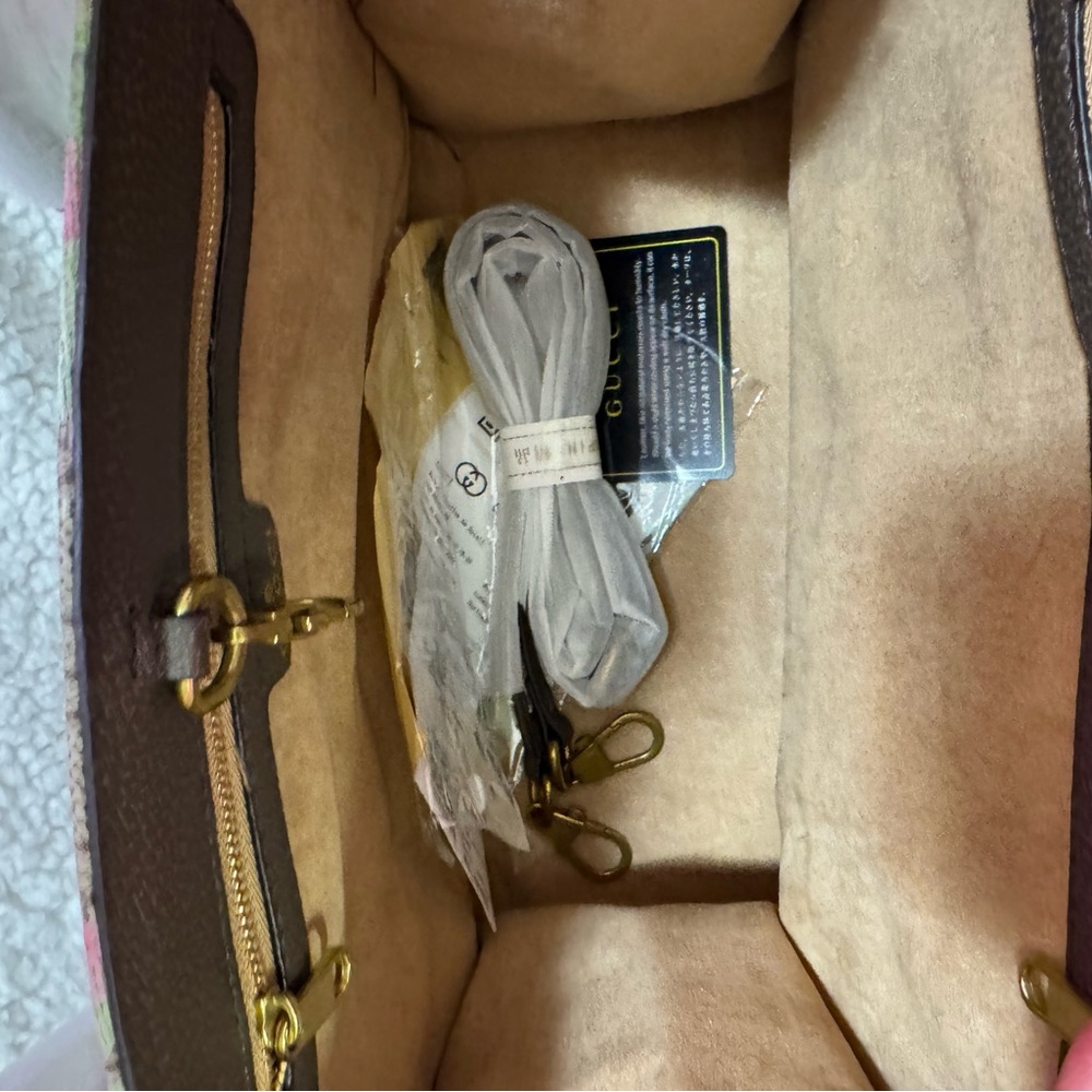 Source Unknown Beige and Pink Jungle Print Tote N… - image 2